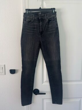 7 For All Man Kind The High Waist Skinny Black Jeans